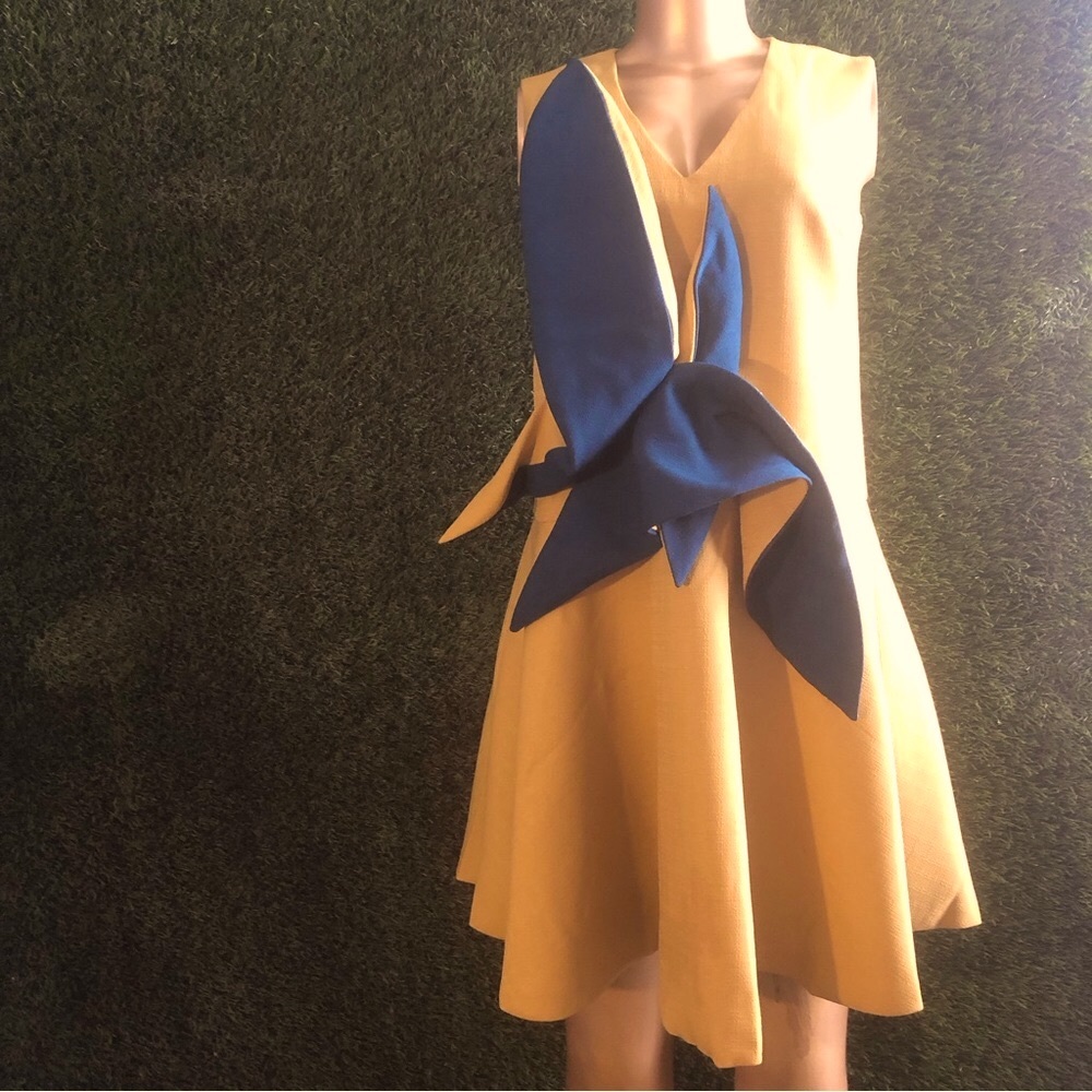 Trend Art Deco mustard and teal dress